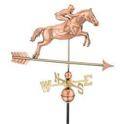 Good Directions - GD1912P - Jumping Horse & Rider Weathervane - Pure Copper
