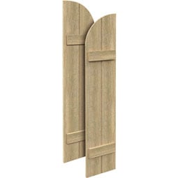 Fypon, Ltd. - SH2PHLR - 2 Boards w/ Quarter Round Arch Top and 2 Battens Rough Sawn Cedar Faux Wood Shutters (Per Pair)