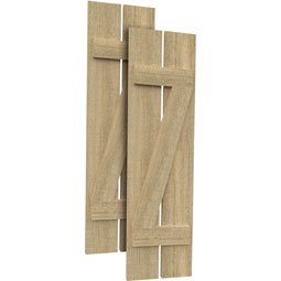 Fypon, Ltd. - SH2PZ - 2 Planks w/ Z-Batten Rough Sawn Cedar Faux Wood Shutters (Per Pair)