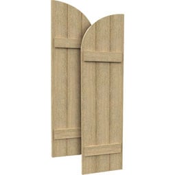 Fypon, Ltd. - SH3PHLR - 3 Boards w/ Quarter Round Arch Top and 2 Battens Rough Sawn Cedar Faux Wood Shutters (Per Pair)