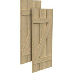 Fypon, Ltd. - SH3PZ - 3 Planks w/ Z-Batten Rough Sawn Cedar Faux Wood Shutters (Per Pair)