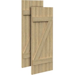 Fypon, Ltd. - SH3PZC - 3 Boards w/ Z-Batten Rough Sawn Cedar Faux Wood Shutters (Per Pair)