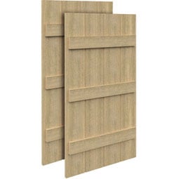 Fypon, Ltd. - SH4P3BC - 4 Boards w/ 3 Battens Rough Sawn Cedar Faux Wood Shutters (Per Pair)