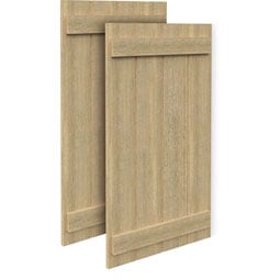 Fypon, Ltd. - SH4PC - 4 Boards w/ 2 Battens Rough Sawn Cedar Faux Wood Shutters (Per Pair)
