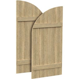 Fypon, Ltd. - SH4PHLR - 4 Boards w/ Quarter Round Arch Top and 2 Battens Rough Sawn Cedar Faux Wood Shutters (Per Pair)