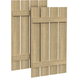 Fypon, Ltd. - SH4PO - 4 Planks w/ 2 Battens Rough Sawn Cedar Faux Wood Shutters (Per Pair)