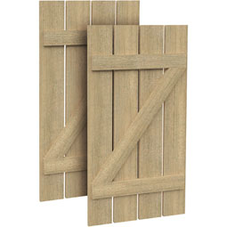 Fypon, Ltd. - SH4PZ - 4 Planks w/ Z-Batten Rough Sawn Cedar Faux Wood Shutters (Per Pair)