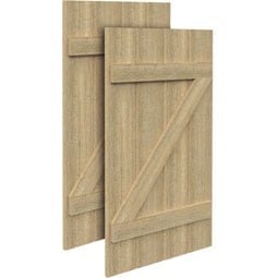 Fypon, Ltd. - SH4PZC - 4 Boards w/ Z-Batten Rough Sawn Cedar Faux Wood Shutters (Per Pair)