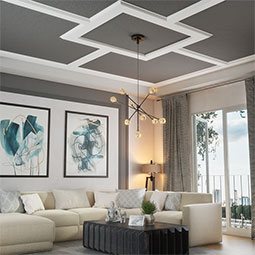 Ekena Millwork - CC08POC02X14X14TR - Endurathane Perimeter Outside Corner for 8" Traditional Coffered Ceiling System, 14"W x 2"P x 14"L, Factory Primed