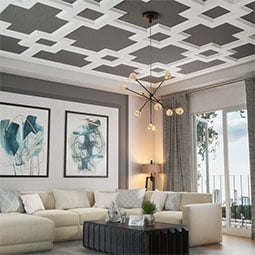 Ekena Millwork - CC08ISI02X36X36TR - Endurathane Inner Square Intersection for 8" Traditional Coffered Ceiling System, 36"W x 2"P x 36"L, Factory Primed