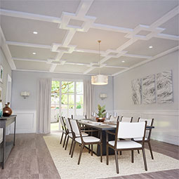Ekena Millwork - CC08ISI02X36X36TR - Endurathane Inner Square Intersection for 8" Traditional Coffered Ceiling System, 36"W x 2"P x 36"L, Factory Primed