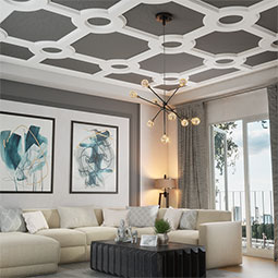 Ekena Millwork - CC08ICI02X36X36TR - Endurathane Inner Circle Intersection for 8" Traditional Coffered Ceiling System, 36"W x 2"P x 36"L, Factory Primed