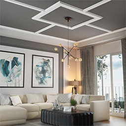Ekena Millwork - CC05POC02X14X14TR - Endurathane Perimeter Outside Corner for 5" Traditional Coffered Ceiling System, 14"W x 2"P x 14"L, Factory Primed