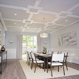 Ekena Millwork - CC05POC02X14X14TR - Endurathane Perimeter Outside Corner for 5" Traditional Coffered Ceiling System, 14"W x 2"P x 14"L, Factory Primed