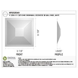 Ekena Millwork - WPDI - 11 7/8"W x 11 7/8"H Diane EnduraWall Decorative 3D Wall Panel