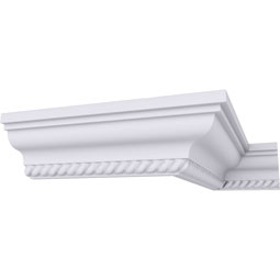 Ekena Millwork - MLD02X02X02LE - Endurathane Leandros Crown Moulding, 2"H x 2"P x 1 7/8"F x 94 1/2"L, Factory Primed