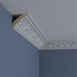 Ekena Millwork - MLD02X03X04FL - Endurathane Floral Crown Moulding, 2 3/4"H x 3 1/4"P x 4 1/4"F x 94 1/2"L, Factory Primed