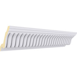 Ekena Millwork - MLD03X03X04CI - Endurathane Carrillo Crown Moulding, 3"H x 3"P x 4 1/4"F x 94 1/2"L, Factory Primed