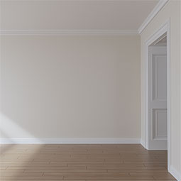 Ekena Millwork - MLD03X03X04CI - Endurathane Carrillo Crown Moulding, 3"H x 3"P x 4 1/4"F x 94 1/2"L, Factory Primed