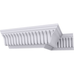 Ekena Millwork - MLD03X03X04CI - Endurathane Carrillo Crown Moulding, 3"H x 3"P x 4 1/4"F x 94 1/2"L, Factory Primed