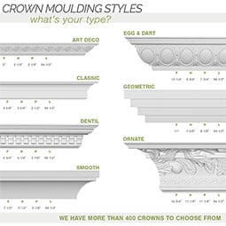 Ekena Millwork - MLD03X02X04LO - Endurathane Loera Crown Moulding, 3 1/8"H x 1 5/8"P x 3 1/2"F x 94 1/2"L, Factory Primed