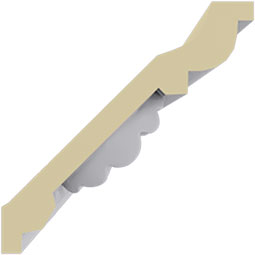 Ekena Millwork - MLD03X03X05BT - Endurathane Butterfly Crown Moulding, 3 1/8"H x 3 1/8"P x 4 1/2"F x 94 1/2"L, Factory Primed