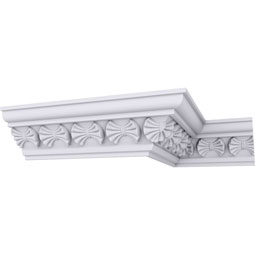 Ekena Millwork - MLD03X03X05BT - Endurathane Butterfly Crown Moulding, 3 1/8"H x 3 1/8"P x 4 1/2"F x 94 1/2"L, Factory Primed