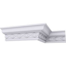 Ekena Millwork - MLD03X02X04SO - Endurathane Sofia Crown Moulding, 3 1/8"H x 2 3/4"P x 4 1/8"F x 94 1/2"L, Factory Primed