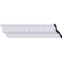 Ekena Millwork - MLD04X04X05LI - Endurathane Linus Crown Moulding, 3 3/8"H x 3 3/8"P x 5"F x 94 1/2"L, Factory Primed