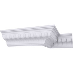Ekena Millwork - MLD04X04X05LI - Endurathane Linus Crown Moulding, 3 3/8"H x 3 3/8"P x 5"F x 94 1/2"L, Factory Primed