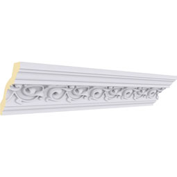 Ekena Millwork - MLD03X03X05VE - Endurathane Versailles Crown Moulding, 3 3/8"H x 3 3/8"P x 4 3/4"F x 94 1/2"L, Factory Primed