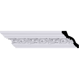 Ekena Millwork - MLD03X03X05VE - Endurathane Versailles Crown Moulding, 3 3/8"H x 3 3/8"P x 4 3/4"F x 94 1/2"L, Factory Primed