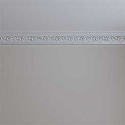 Ekena Millwork - MLD03X03X05VE - Endurathane Versailles Crown Moulding, 3 3/8"H x 3 3/8"P x 4 3/4"F x 94 1/2"L, Factory Primed