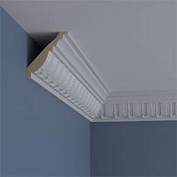 Ekena Millwork - MLD04X04X05SE - Endurathane Sequential Crown Moulding, 3 7/8"H x 3 1/2"P x 5 1/4"F x 94 1/2"L, Factory Primed