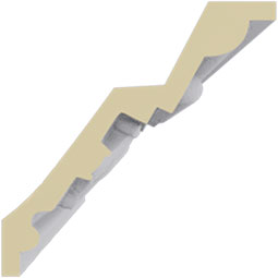 Ekena Millwork - MLD04X04X06ZA - Endurathane Zadlo Crown Moulding, 4 1/8"H x 4 1/8"P x 5 7/8"F x 94 1/2"L, Factory Primed