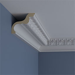 Ekena Millwork - MLD05X04X06SE - Endurathane Sequential Crown Moulding, 4 3/4"H x 4"P x 6 1/8"F x 94 1/2"L, Factory Primed