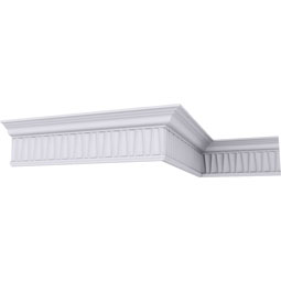 Ekena Millwork - MLD06X03X06NA - Endurathane Naomi Crown Moulding, 5 5/8"H x 3"P x 6 1/4"F x 94 1/2"L, Factory Primed