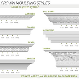 Ekena Millwork - MIC28X05DI-1 - 5 3/8"H x 6 1/8"P Diane Crown Moulding Inside Corner