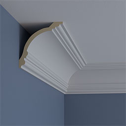 Ekena Millwork - MLD05X05X08DI - Endurathane Diane Crown Moulding, 5 3/8"H x 5 1/4"P x 7 1/2"F x 94 1/2"L, Factory Primed