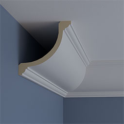 Ekena Millwork - MLD06X06X09CL - Endurathane Claremont Crown Moulding, 6 3/8"H x 6 3/8"P x 9"F x 94 1/2"L, Factory Primed