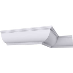 Ekena Millwork - MLD06X06X09CL - Endurathane Claremont Crown Moulding, 6 3/8"H x 6 3/8"P x 9"F x 94 1/2"L, Factory Primed