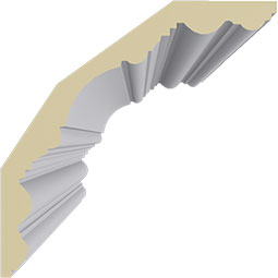 Ekena Millwork - MLD08X08X12FO - Endurathane Foster Cove Crown Moulding, 7 7/8"H x 7 7/8"P x 11 1/2"F x 94 1/2"L, Factory Primed