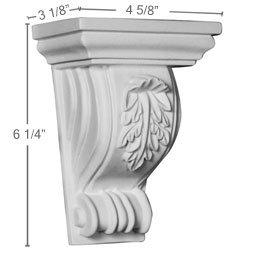 Ekena Millwork - COR05X03X06CO - Endurathane Cole Corbel, 4 5/8"W x 3 1/8"D x 6 1/4"H, Factory Primed