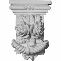 Ekena Millwork - COR04X02X06RO - Endurathane Rose Corbel, 3 7/8"W x 2 1/4"D x 5 3/4"H, Factory Primed