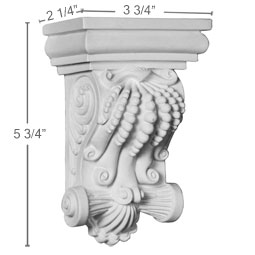 Ekena Millwork - COR04X02X06BY - Endurathane Bradley Corbel, 3 3/4"W x 2 1/4"D x 5 3/4"H, Factory Primed