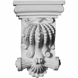 Ekena Millwork - COR04X02X06BY - Endurathane Bradley Corbel, 3 3/4"W x 2 1/4"D x 5 3/4"H, Factory Primed