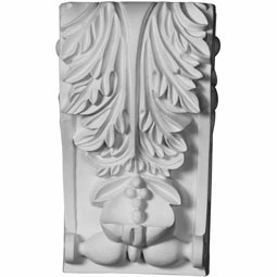Ekena Millwork - COR04X03X07LE - Endurathane Leaf Corbel, 4"W x 3 3/8"D x 7 1/8"H, Factory Primed