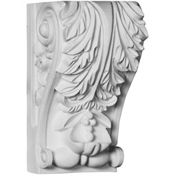 Ekena Millwork - COR04X03X07LE - Endurathane Leaf Corbel, 4"W x 3 3/8"D x 7 1/8"H, Factory Primed