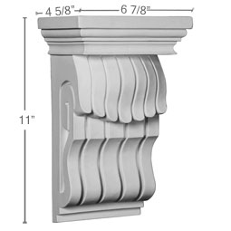 Ekena Millwork - COR07X05X11SE - Endurathane Seville Corbel, 6 7/8"W x 4 5/8"D x 11"H, Factory Primed