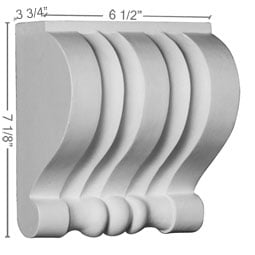 Ekena Millwork - COR07X04X07EL - Endurathane Elsinore Corbel, 6 1/2"W x 3 3/4"D x 7 1/8"H, Factory Primed